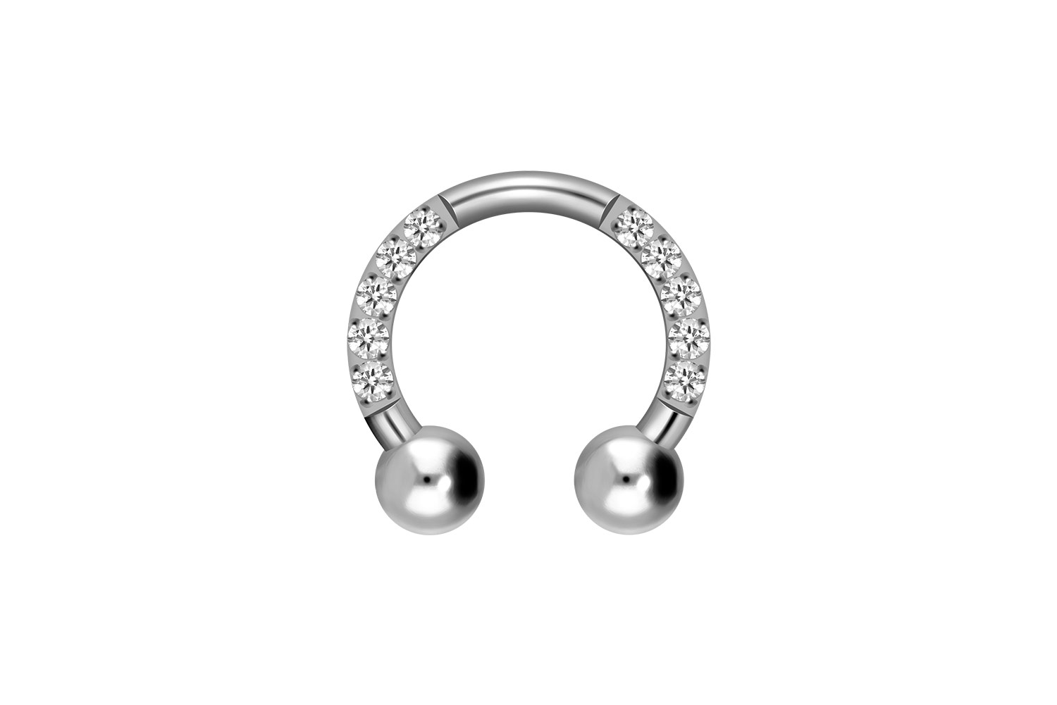 Titan Hufeisenring Piercing EINGEFASSTE KRISTALLE